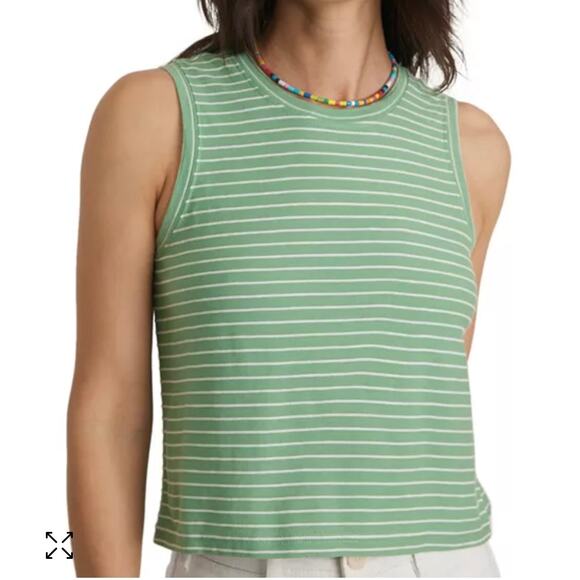Marine Layer Tank Womens XL Green Lydia Textured Stripe Top Jade Sheen - Picture 1 of 11